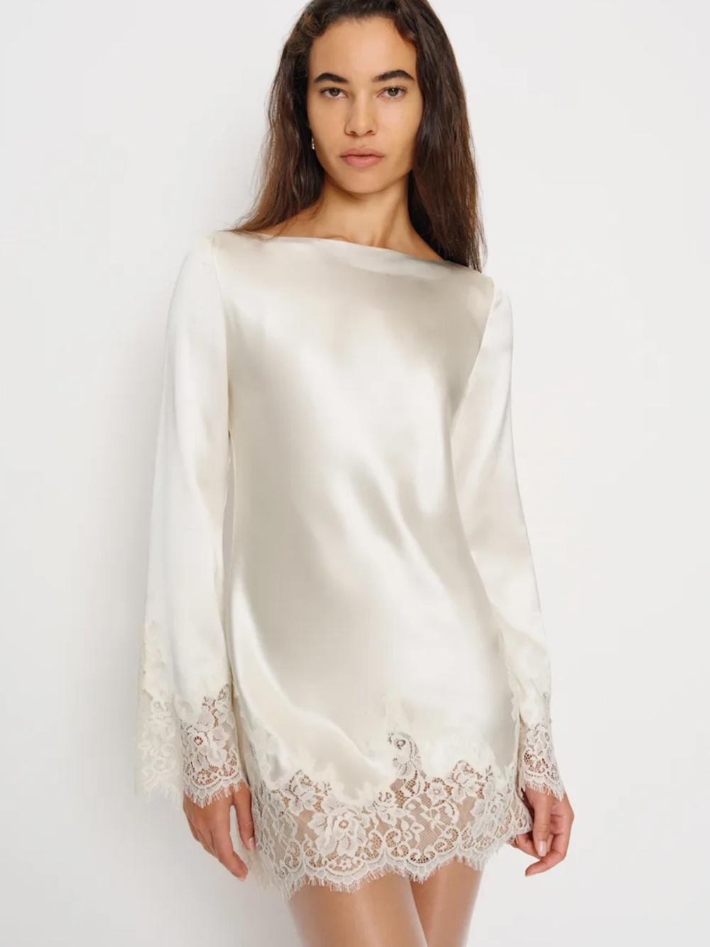 Reformation | Dresses | Reformation Blanche Dress Satin Lace Trim | Poshmark